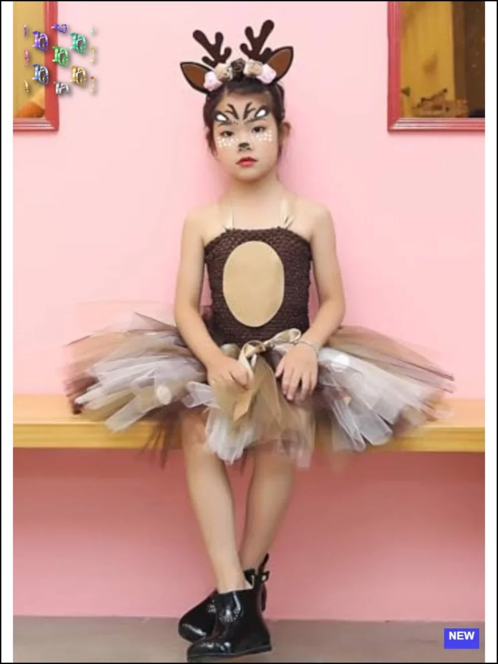 Kids Halloween Reindeer Tutu Costume Dress with Headband